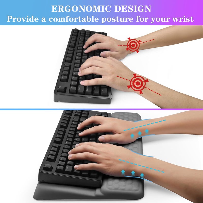 KEPUTAIER Computer Keyboard Stand with Wrist Rest, Ergonomic Tilted Keyboard Holder - Keyboard Riser with Wrist Pad - Keyboard Tray Support for Office Home - Gray - Image 3